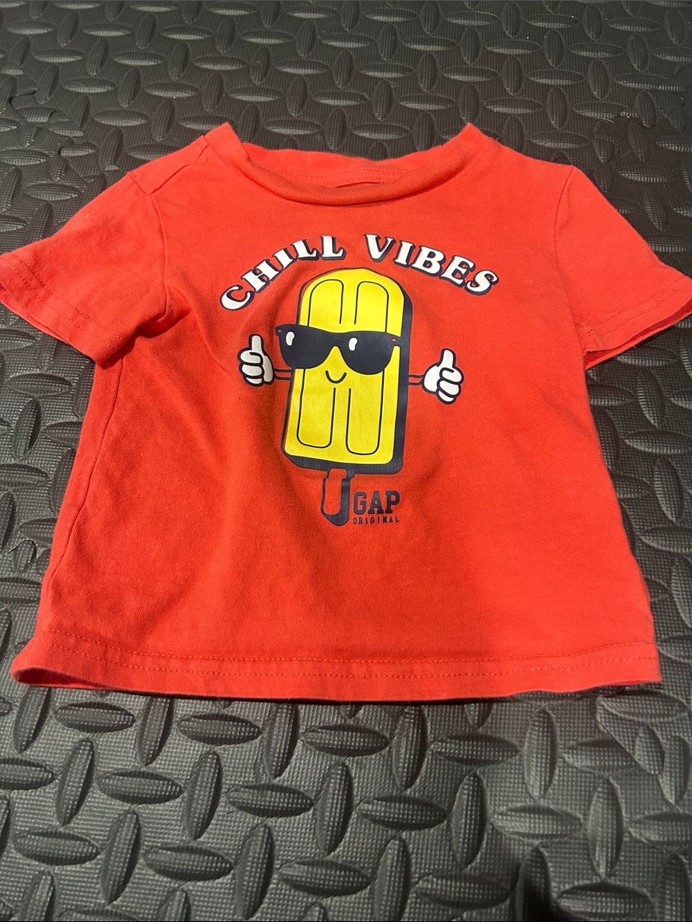 GAP Red Tee with Yellow Popsicle 'Chill Vibes' Graphic